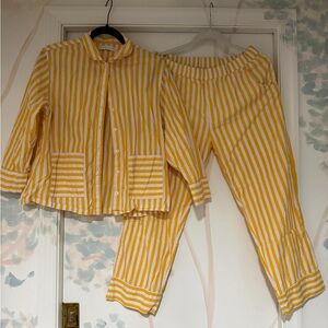 LAKE Yellow Striped Pajama Set